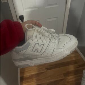 New Balance Kids White and Gray Sneakers